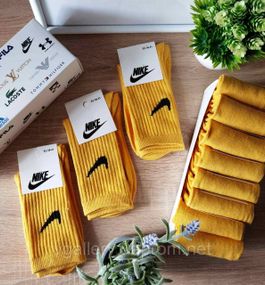 Шкарпетки високі Nike різні кольори, жіночі шкарпетки Найк різнокольорові, спортивні шкарпетки, 41-45 Жовті