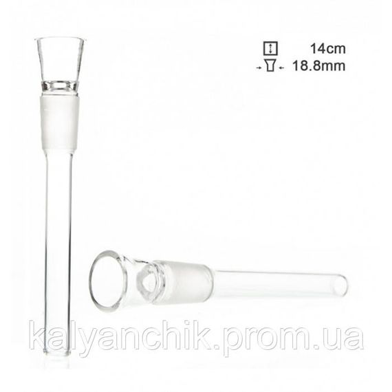 Чілум адаптер скляний d — 18,8 мм, L — 14 см