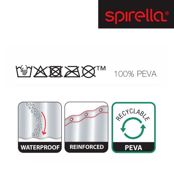 Шторка для ванной и душа Spirella Construct 180x200 см, водоотталкивающая PEVA, 10.20149 | Зображення 2