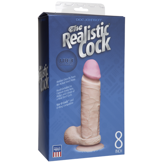 Фалоімітатор Doc Johnson The Realistic Cock 8 inch White - ULTRASKYN, Vack-U-Lock (м'яте паковання!!!) Sex Aura | Зображення 3