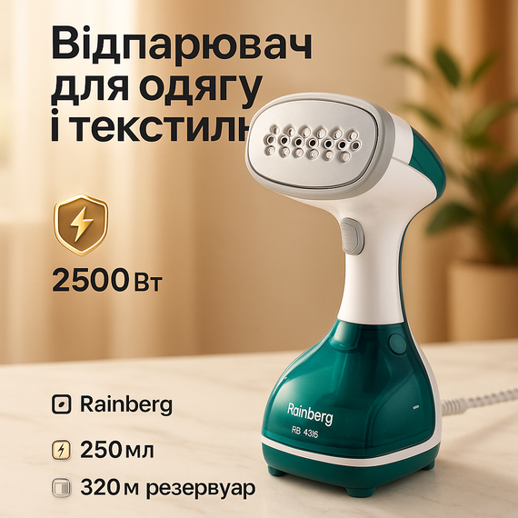 Отпариватель для разглаживания тканей Rainberg, Отпариватель одежды со щеткой для ворса GQ-94