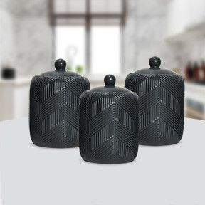 Набор керамических емкостей Maestro MR-20003-03CS Geometry Black для чая, кофе, сахара, 3 шт | Зображення 1