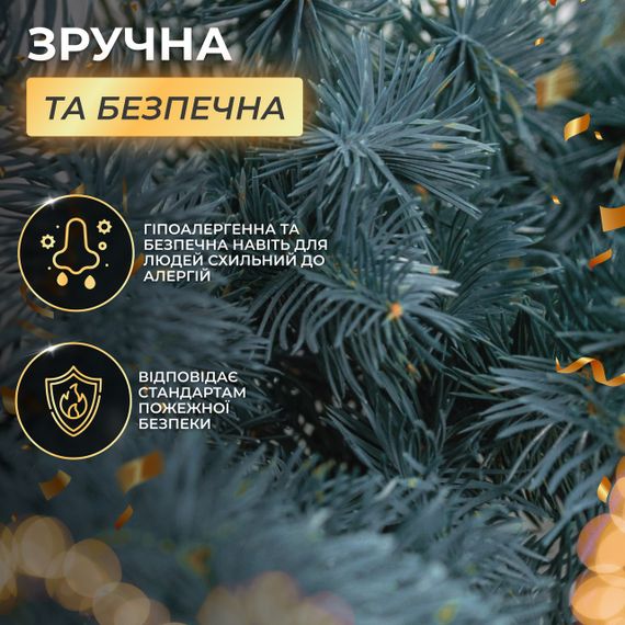 Штучна гірлянда Хвоя 2 м блакитна, новорічна гірлянда лита реалістична Преміум KOS-HVO2 | Зображення 3