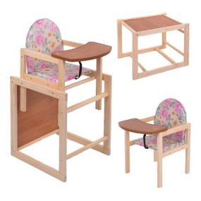 Стільчик-трансформер для годування Троянди шкірзам 2в1 №1111 ТМ "Мася" Рожевий