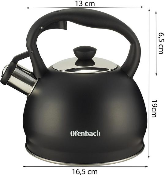 Чайник Ofenbach Magic Kettle 2л з нержавіючої сталі зі свистком, чорний матовий | Зображення 5
