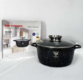 Каструля казан з мармуровим покриттям антипригарним 24х11,3см /4,51 л Top Kitchen TK00052 Чорний