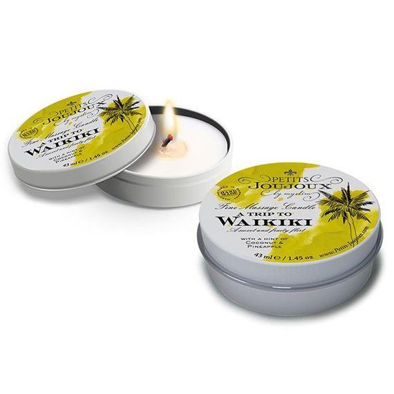 Свічка з афродизіаками для масажу Petits Joujoux - Waikiki Beach - Coconut and Pineapple, 43мл | Зображення 1
