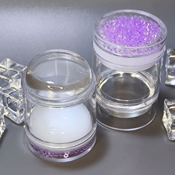 Силиконовый штамп для стемпинга Зефирка с фиолетовыми стразами