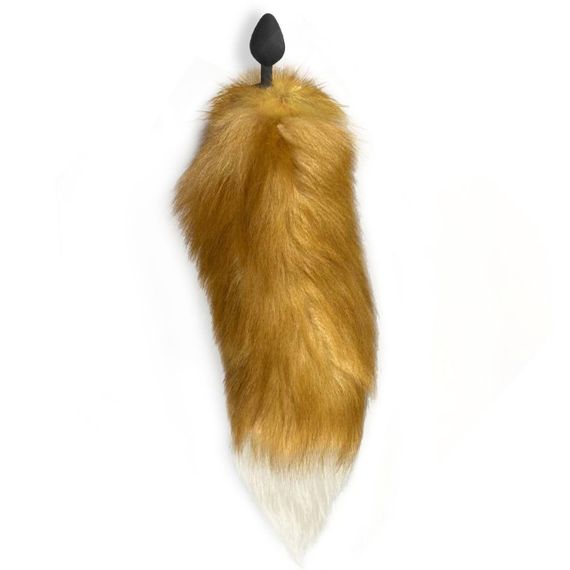 Силіконова анальна пробка з хвостом із натурального хутра Art of Sex size M Red fox | Зображення 2