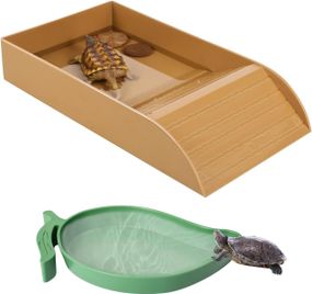 Ванночка та поїлка для черепах і рептилій набір, миска ємність для води для повзаючих домашніх тварин, ящірок для тераріуму