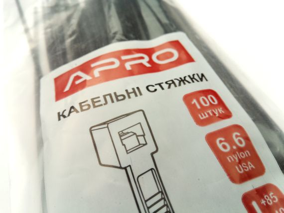 Хомут пластиковий APRO 250х2,5 (100 шт. в уп.) чорний, 1 ПАКОВКА (CT-B3250) | Зображення 2