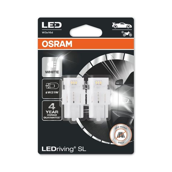 Комплект светодиодных ламп OSRAM 7505DWP-02B W21W/T20 2W 6000K 12V | Зображення 1