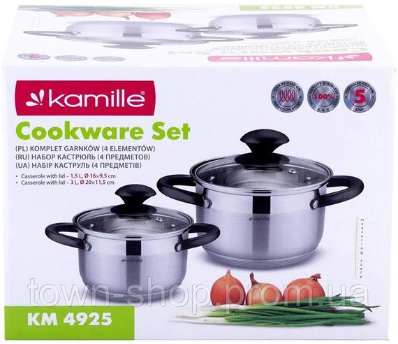 Набор 2 кастрюли Kamille Groningen 1.5л, 3л из нержавеющей стали с 5-слойным индукционным дном KM-4925 | Зображення 5