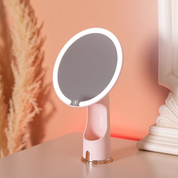 Дзеркало косметичне 18,5х10х29 см з підсвічуванням Рожеве HP-10-1AP | Зображення 7