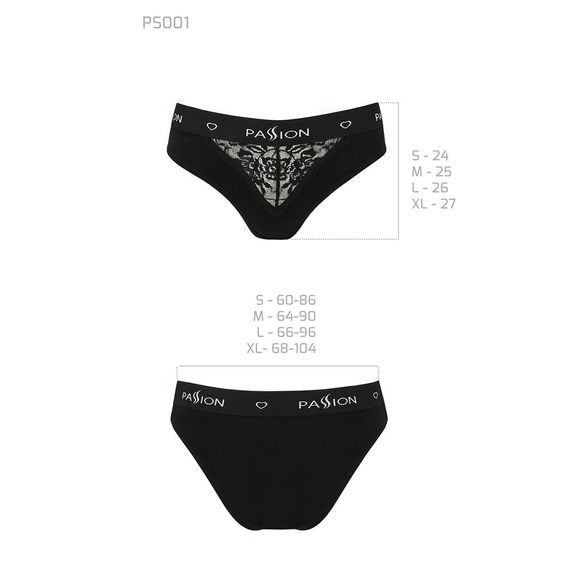 Трусики з широкою гумкою і мереживом Passion PS001 PANTIES M, black | Зображення 5