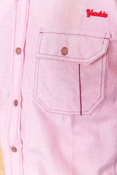 Сорочка чоловіча смужка, колір рожевий, 186R1429 | Зображення 4