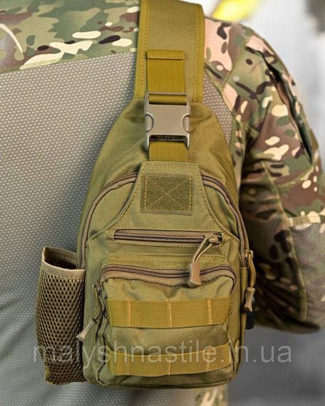 Армійська нагрудна сумка рюкзак з USB портом Захисник coyot ДЛ7536 | Зображення 6