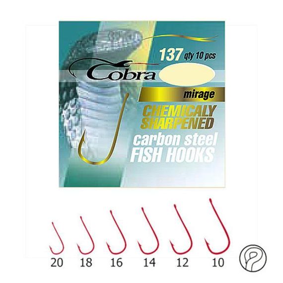 Крючки рыболовные Cobra Кобра MIRAGE серазмер 137R разм.014 10 шт в упаковке