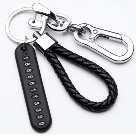 Брелок із номером мобільного телефона для чоловіків, жінок простий плетений шкіряний | Зображення 1