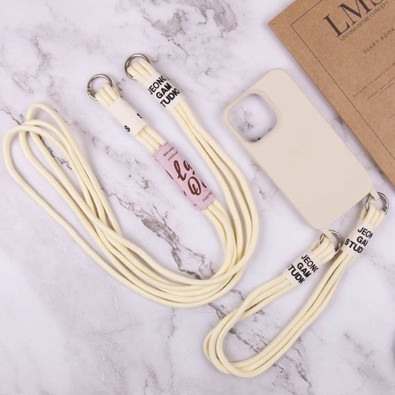 Чохол накладка TPU з ремінцем Two straps California для Apple iPhone 13, Бежевий / Antigue White | Зображення 4
