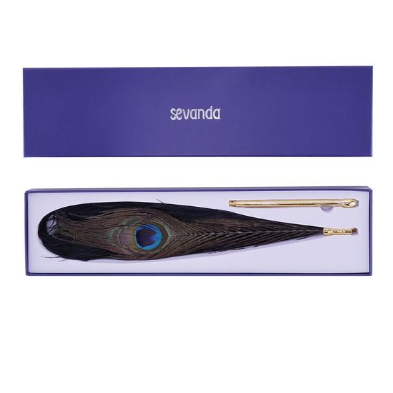 Лоскітка LOCKINK SEVANDA Natural Peacock Flirting Feather Tickler, перо павича | Зображення 7