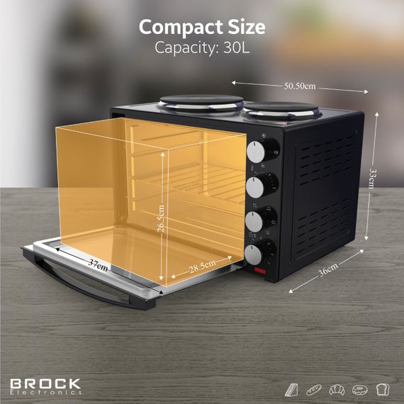 Електрична піч BROCK TO 3002 B 1600Вт/ 30л /електроплита/ механічне керування/чорна | Зображення 8