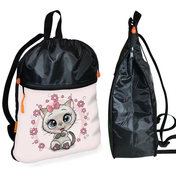Школьный рюкзак детский с котенком + Сумка для обуви спортивной формы рюкзак-мешок  для мальчика (01707) | Зображення 1