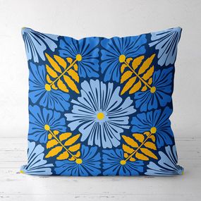 Подушка декоративна Soft Желтые и синие цветы 45x45 см (45PST_22U003)