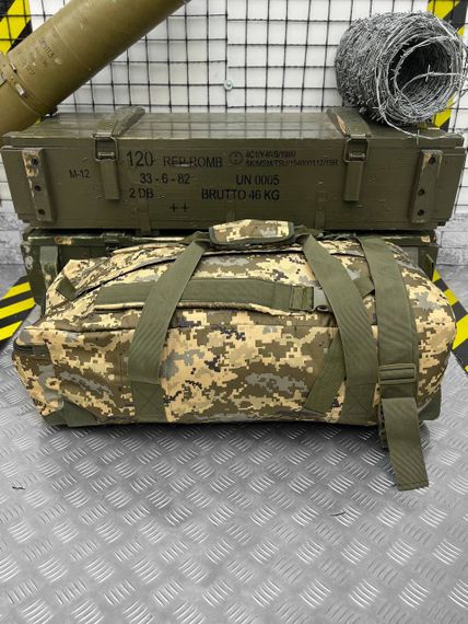 Сумка-баул армейская походная 3 в 1 на 65 л пиксель рюкзак для военных и туристов усиленный | Зображення 1