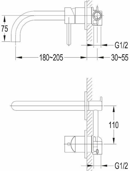 Смеситель для раковины Omnires Y скрытого монтажа chrome (Y1215HCR) | Зображення 1