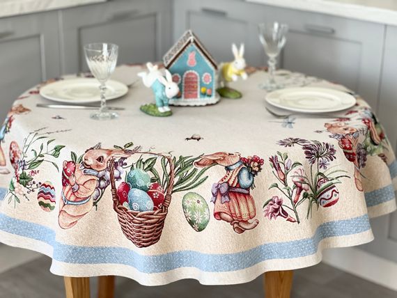 Скатертина гобеленова EASTER BEE Limaso, Ø140, Кругла, Великодній, Без люрексу, 75% поліестер, 22% бавовна, 3% акрил, Гобелен | Зображення 3