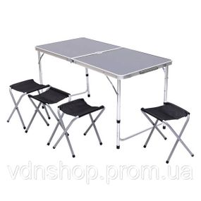 Раскладной стол + 4 стула кемпинговый набор для пикника, рыбалки, отдыха, туризма Черный JY-12060B
