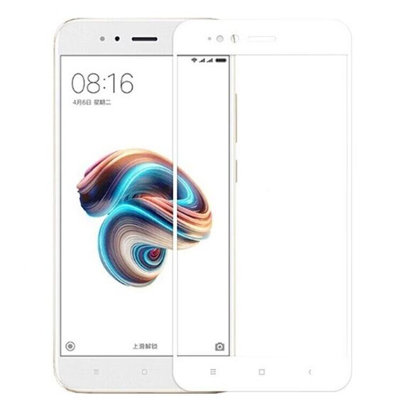 Захисне скло 2.5D на весь екран для Xiaomi MiA1 колір Білий
