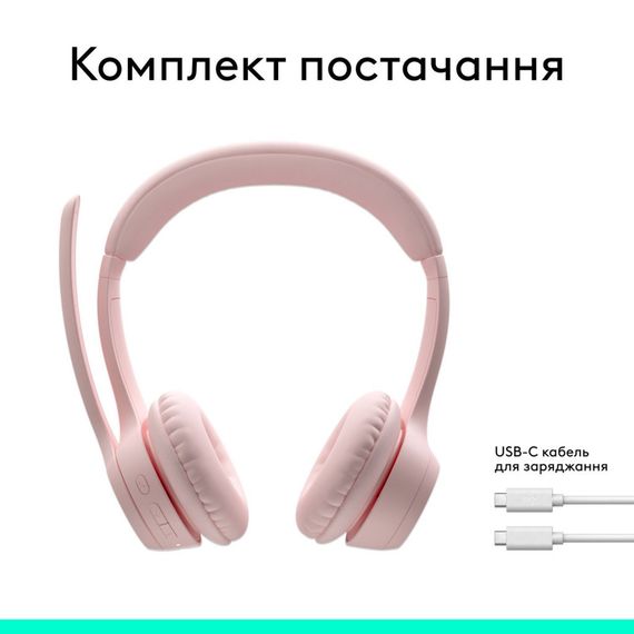 Навушники Logitech Zone 300 Bluetooth Rose (981-001412) | Зображення 9