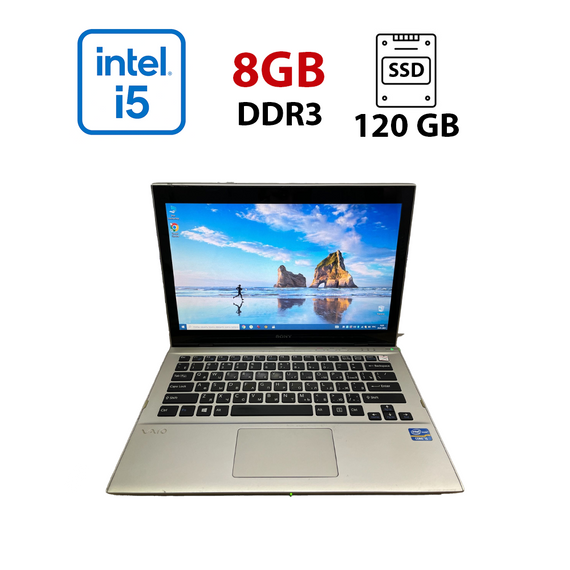 Ноутбук Б-класс Sony SVT131A11V / 13.3" (1366x768) TN / Intel Core i5-3317U (2 (4) ядра по 1.7 - 2.6 GHz) / 8 GB DDR3 / 120 GB SSD / Intel HD Graphics 4000 / WebCam б/у