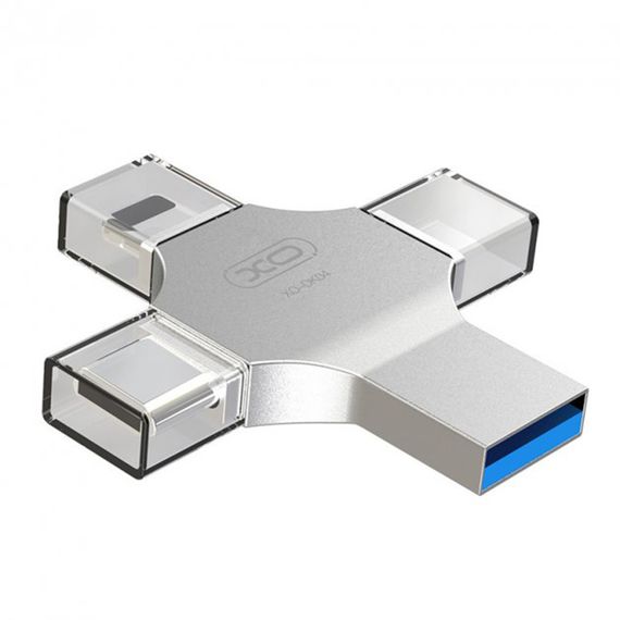 Флеш-пам'ять XO DK04 4in1 USB 2.0 256GB сталевий (MAW-44120_2288) | Зображення 3