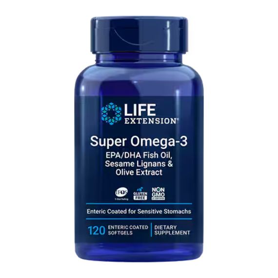Super Omega-3 EPA/DHA Fish Oil, Sesame Lignans &amp; Olive Extract - 120 softgels