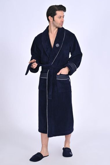 Чоловічий халат Nusa 1455 з тапочками синій L/XL | Зображення 1