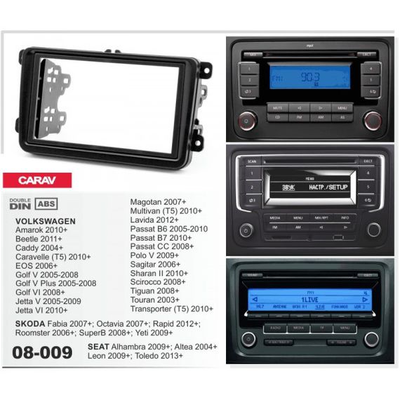 Перехідна рамка Skoda Fabia, Octavia, Rapid, Roomster, SuperB, Yeti Carav 08-009 | Зображення 1