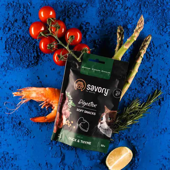 Мягкое лакомство для кошек Savory Soft Snack для улучшения пищеварения, утка и тмином 50г | Зображення 5