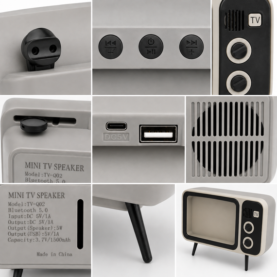 Bluetooth динамик «Retro TV» - Подставка для телефона с колонкой, Beige (Б/В) | Зображення 7