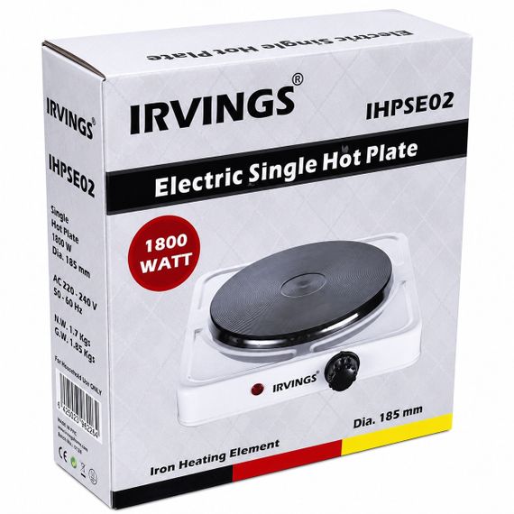 Електроплита настільна Irvings IHPSE02 White, 1800 Вт, 1 конфорка, механічне управління | Зображення 9