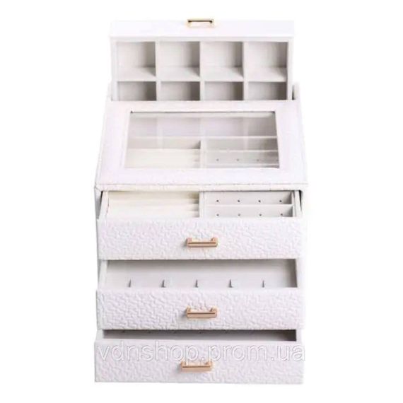 Скринька для прикрас з еко шкіри 3 яруси органайзер для ювелірних виробів HP-5-16W | Зображення 7