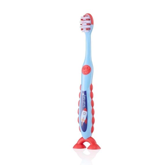 Дитяча зубна щітка на ніжці-липучці Brush-Baby FlossBrush Ракета (3-6 років), подвійна упаковка | Зображення 1