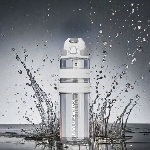 Спортивная бутылка KANGZYUAN 500 мл - Белая Tritan BPA-free, ударопрочная эко-бутылка с антискользящими вставками | Зображення 7