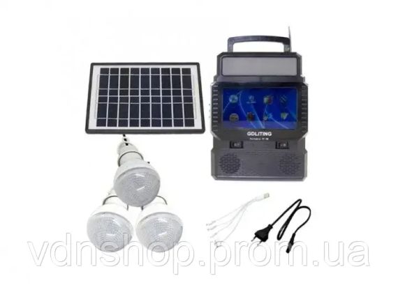 Портативна сонячна станція gdLite GD-8086 / сонячна панель з міні телевізором повір банк