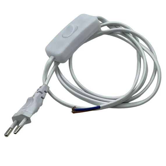 Шнур-бра 1,5 м, білий, з перемикачем, 6А 220В, для бра і торшерів