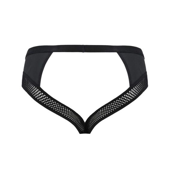 Чоловічі труси з ланцюжком Passion Slip Tom XXL/XXXL, чорні, екошкіра, відкриті сідниці | Зображення 5
