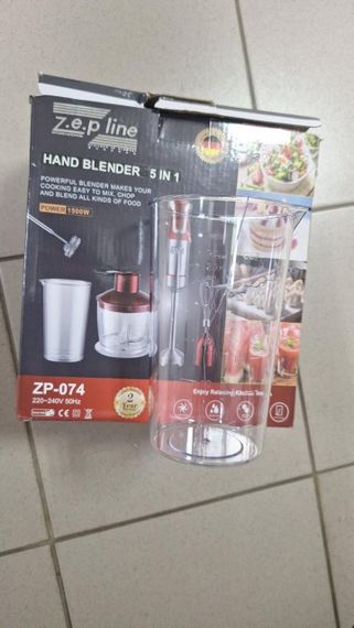 УЦЕНКА! Блендер погружной со стаканом 5в1 Zepline  ZP-074 1500ВТ (Плохая упаковка, трещина на стакане 3114) | Зображення 1