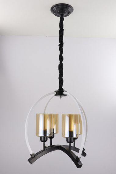 Люстра підвісна LOFT на 4 лампочки 25005 Чорний 55-100х47х47 см.